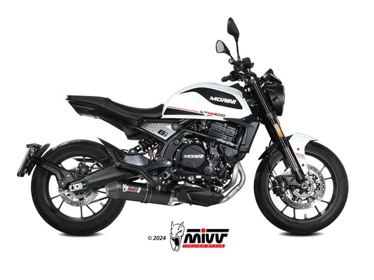 MIVV MM.002 MOTO MORINI SEIEMMEZZO STR ( 2022+ ) Slip-on Exhaust "Oval" (black + carbon cap; approved) – Accessories in the 2WheelsHero Motorcycle Aftermarket Accessories and Parts Online Shop