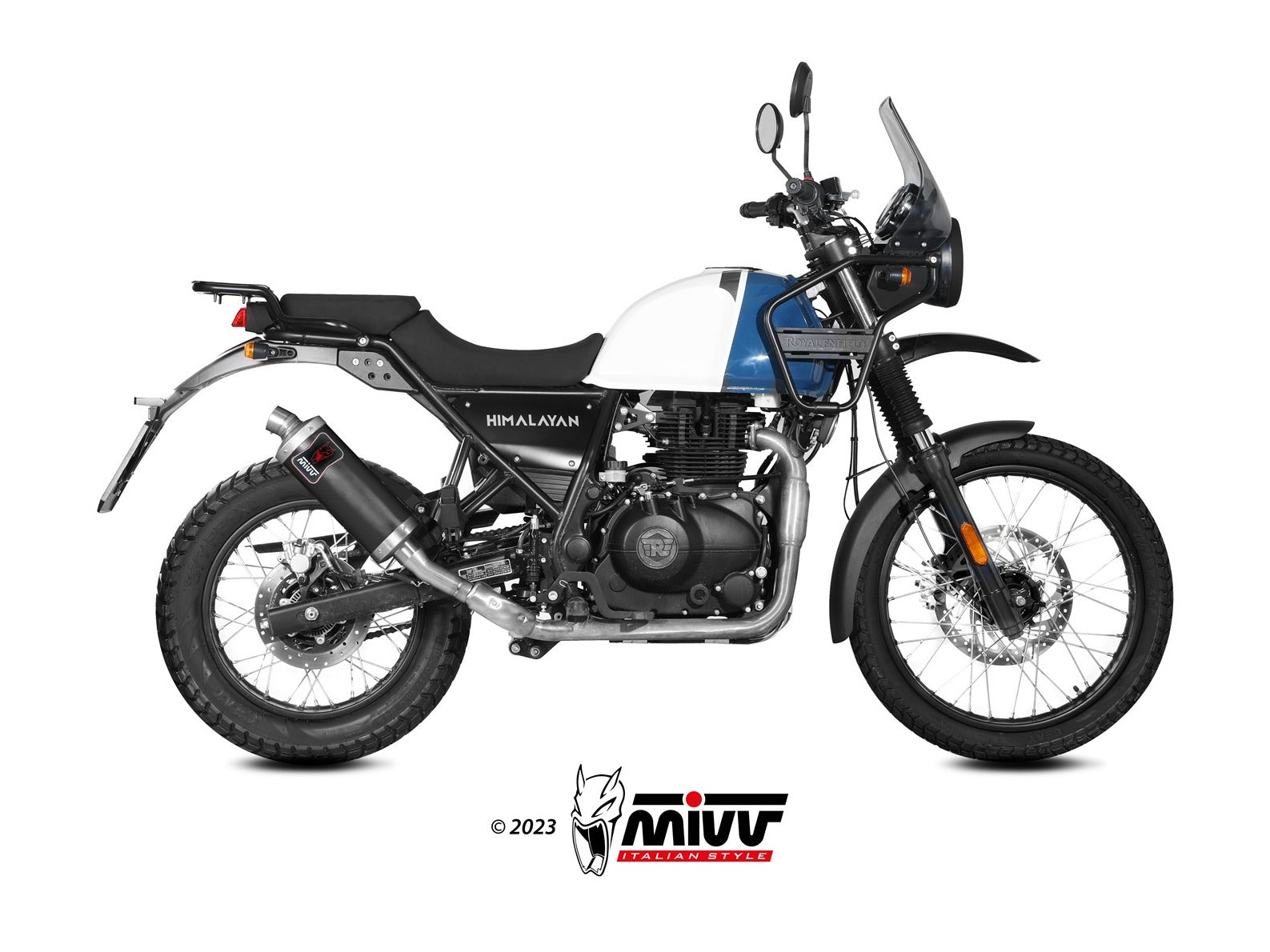 MIVV RE.003 ROYAL ENFIELD HIMALAYAN ( 2021 / 23 ) Slip-on High Exhaust "Dakar" (black; approved) – Accessories in the 2WheelsHero Motorcycle Aftermarket Accessories and Parts Online Shop
