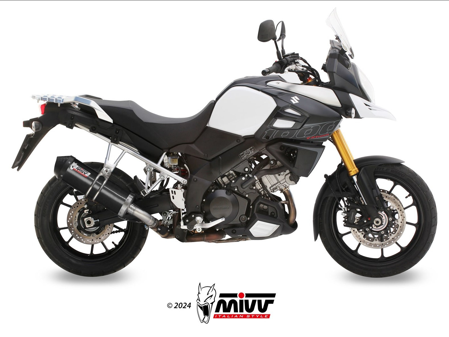 MIVV S.042 SUZUKI V-Strom 1000 ( 2014 / 20 ) Slip-on Exhaust "Oval" (black + carbon cap; approved) – Accessories in the 2WheelsHero Motorcycle Aftermarket Accessories and Parts Online Shop