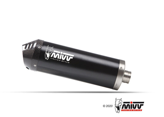 MIVV E.012 Benelli TRK 702/X (2023+) Slip-on Exhaust "Oval" (black + carbon cap; approved) – Accessories in the 2WheelsHero Motorcycle Aftermarket Accessories and Parts Online Shop