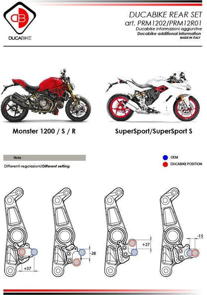PRM12R01 - DUCABIKE Ducati Monster 1200R Adjustable Pilot Rearset – Accessories in the Motoraider Motorcycle Aftermarket Accessories and Parts Online Shop