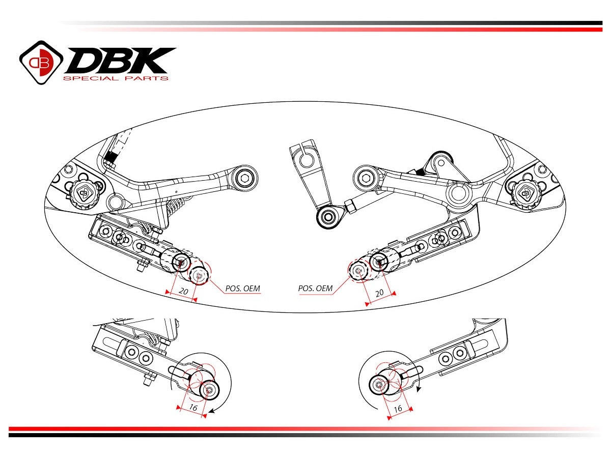 DBK DUCABIKE PRSFV402 Ducati Streetfighter V4 / V4S (2025+) Adjustable Rearset – Accessories in the Motoraider Motorcycle Aftermarket Accessories and Parts Online Shop