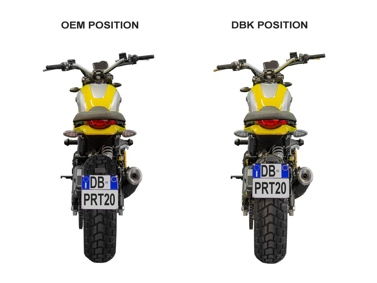 PRT20 - DBK Ducati Scrambler 800 Full Throttle / Icon / Nightshift (2023+) Adjustable License Plate Move Kit – Accessories in the Motoraider Motorcycle Aftermarket Accessories and Parts Online Shop