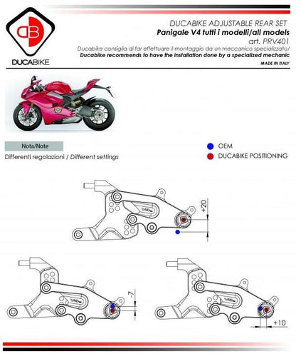 PRV401 - DUCABIKE Ducati Panigale V4 (18/24) Adjustable Rearset (SBK edition) – Accessories in the Motoraider Motorcycle Aftermarket Accessories and Parts Online Shop