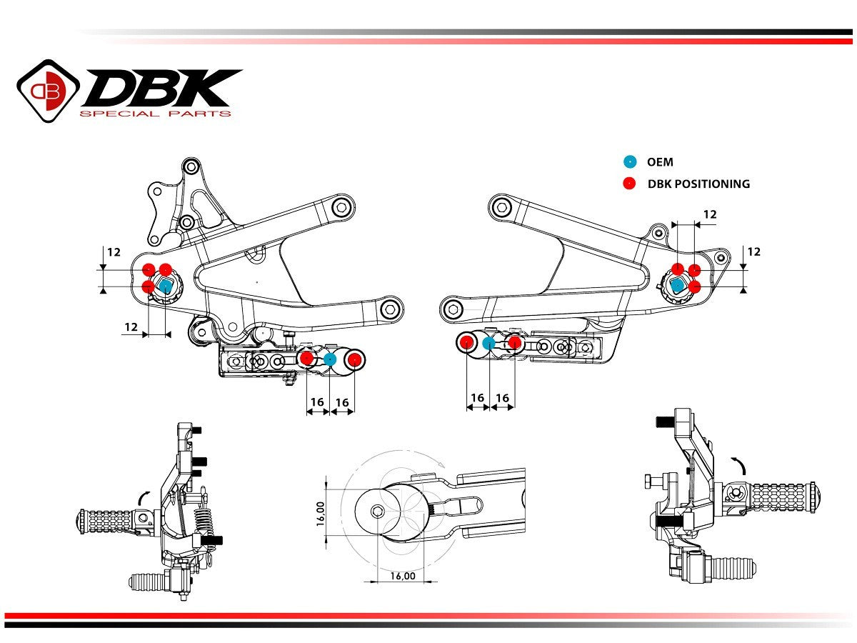DBK DUCABIKE PRV402 Ducati Panigale V4 / V4S (2025+) Adjustable Rearset (SBK edition) – Accessories in the Motoraider Motorcycle Aftermarket Accessories and Parts Online Shop