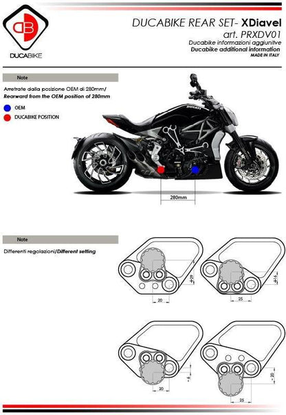 PRXDV01 - DUCABIKE Ducati XDiavel Adjustable Rearset – Accessories in the Motoraider Motorcycle Aftermarket Accessories and Parts Online Shop
