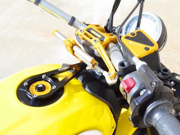 Ducati Scrambler (15/22) OHLINS Steering Damper + DBK / DUCABIKE Mounting Kit & Fuel Tank Cap – Accessories in the Motoraider Motorcycle Aftermarket Accessories and Parts Online Shop
