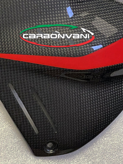 CARBONVANI Ducati Panigale V4R (19/21) Carbon Tank Battery Cover (DP version; red stripes) – Accessories in the 2WheelsHero Motorcycle Aftermarket Accessories and Parts Online Shop